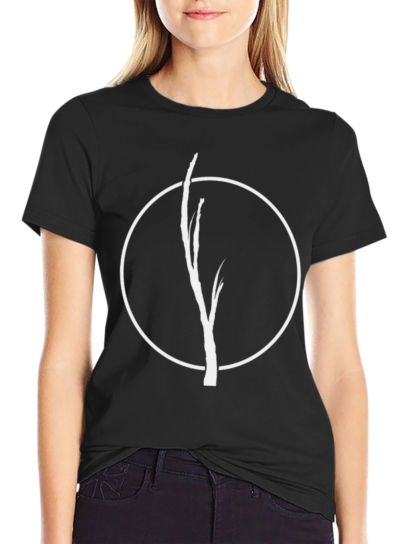 Minimalist Tree Graphic Black T-Shirt
