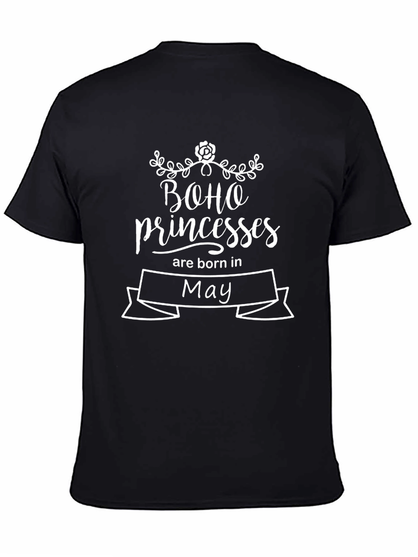 Boho Princesses Born in May Black T-Shirt
