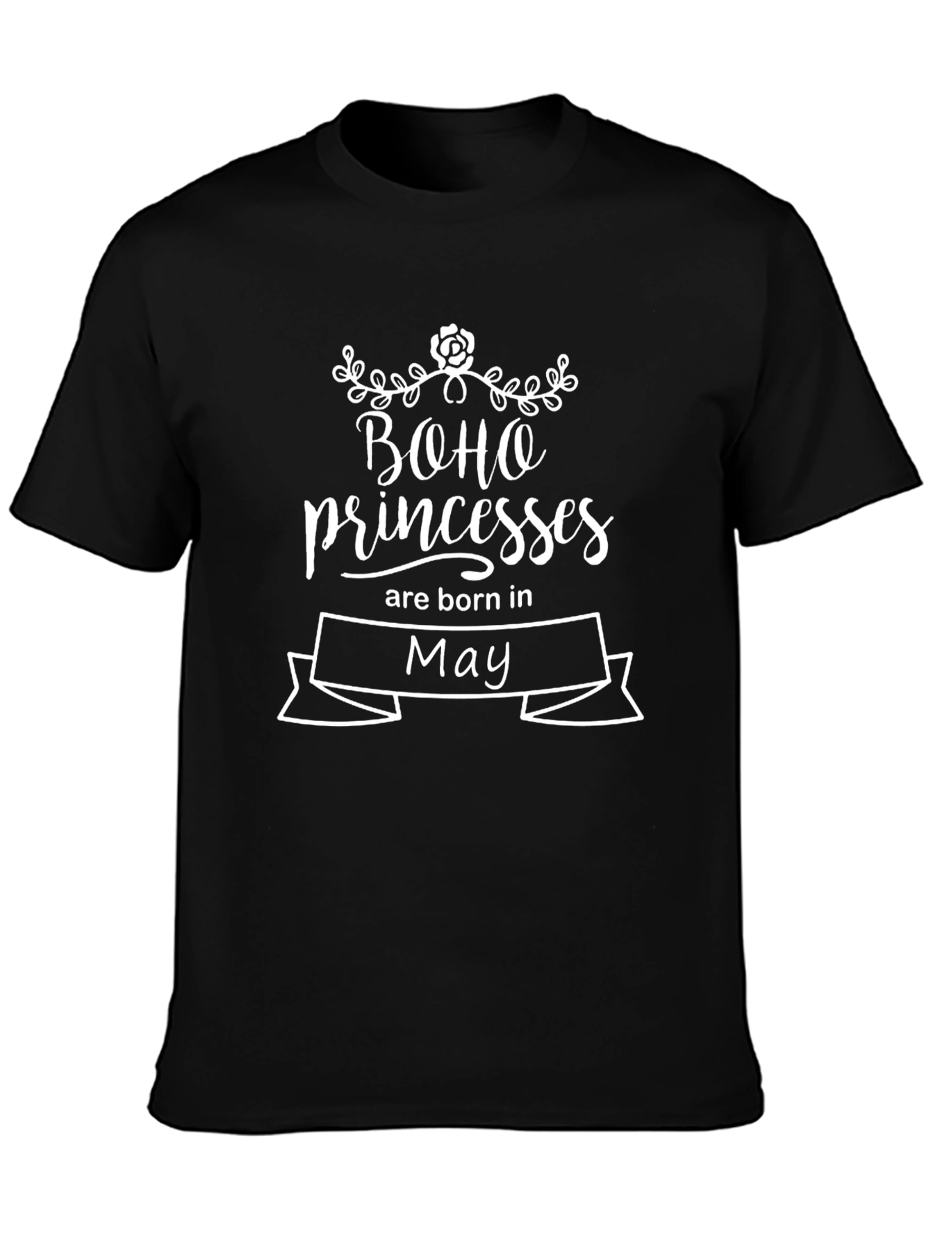 Boho Princesses Born in May Black T-Shirt