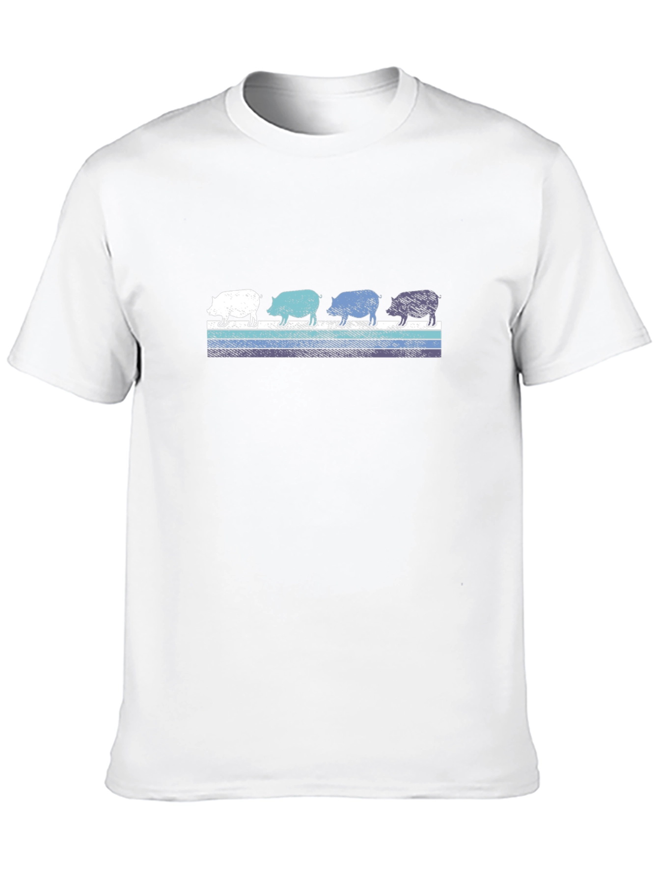 Retro Pig Parade Graphic Tee - Black Cotton T-Shirt