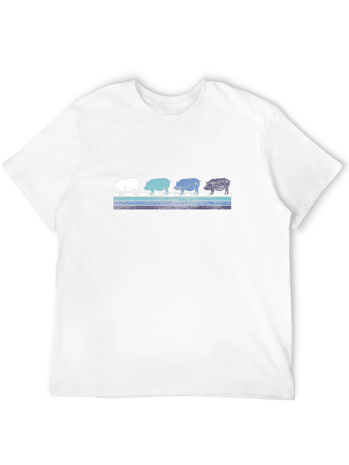 Retro Pig Parade Graphic Tee - Black Cotton T-Shirt