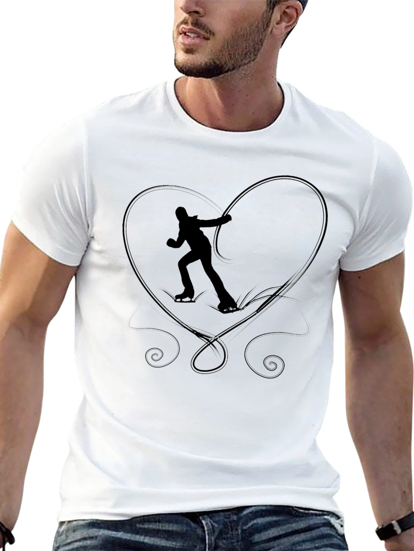 Figure Skating Heart Graphic Tee - Black
