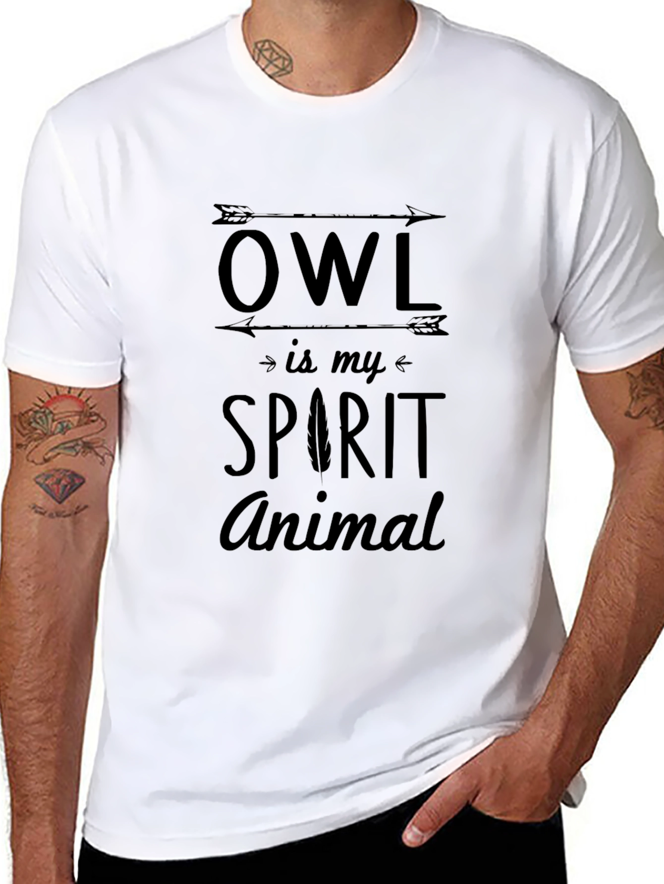 Owl is My Spirit Animal Graphic Tee - Black