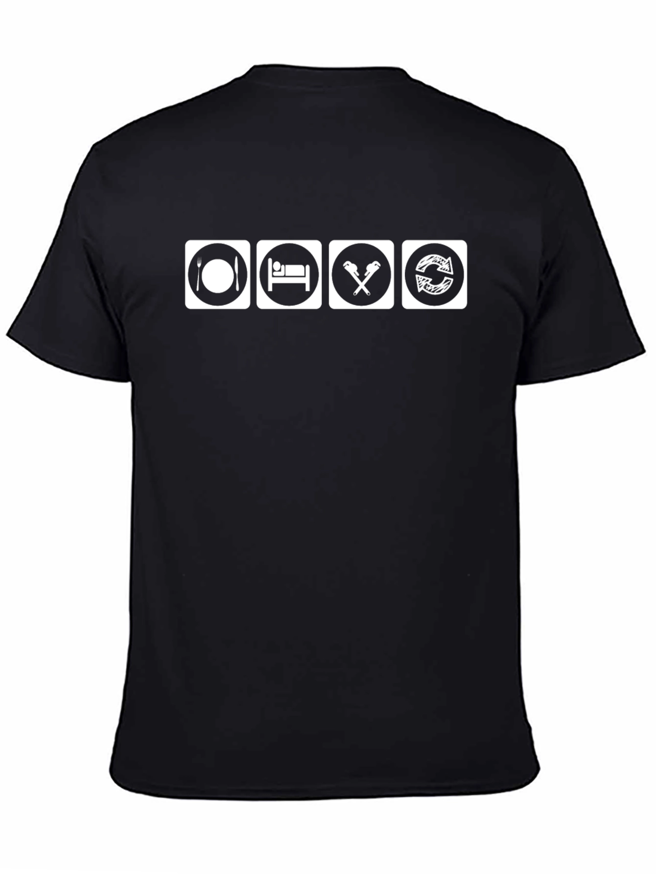Eat Sleep Wrench Repeat Black Graphic Tee