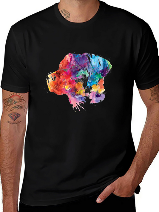 Watercolor Dog T-Shirt - Mens Black Tee