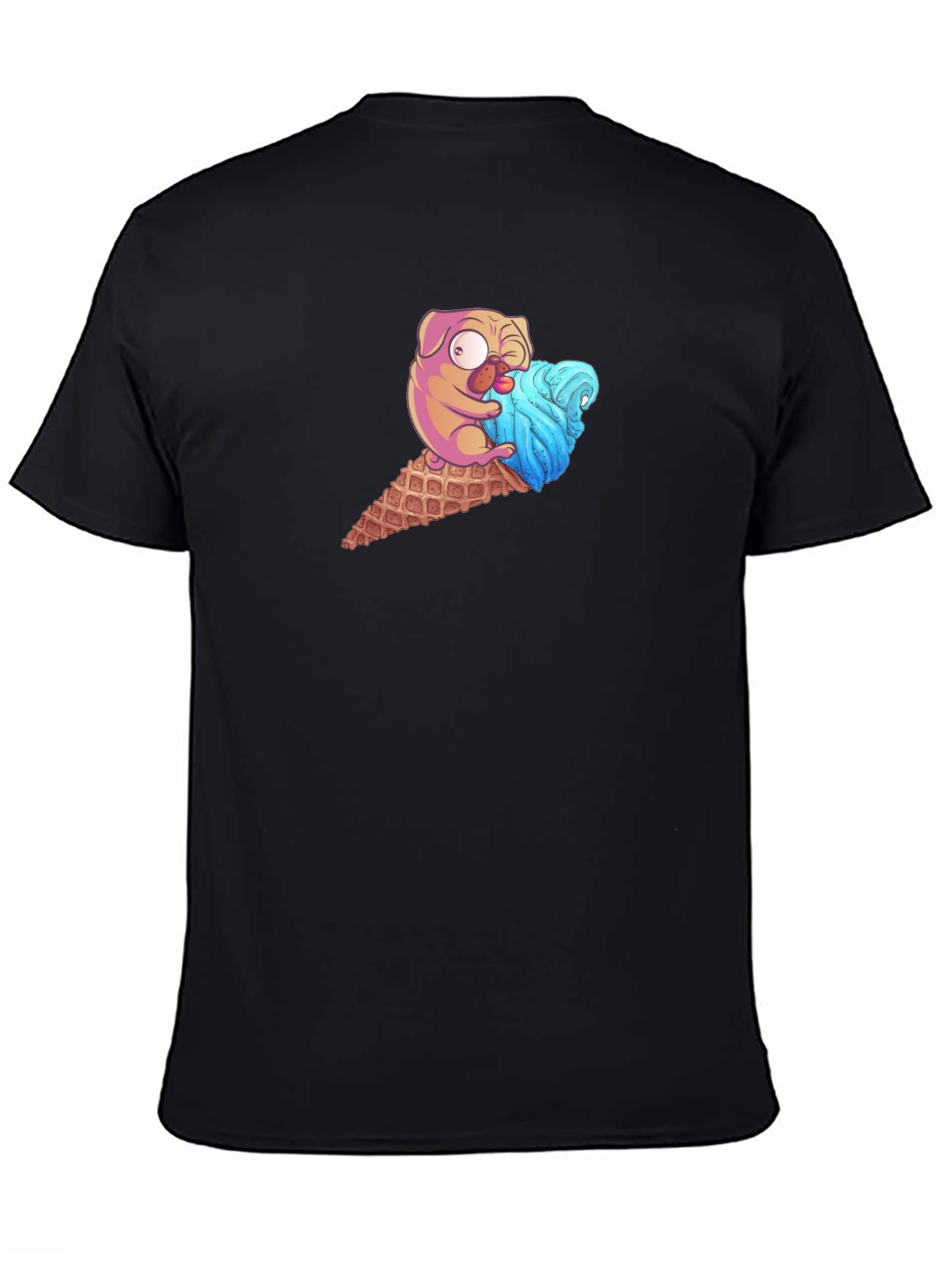 Pug Ice Cream Cone Graphic Tee - Black T-Shirt