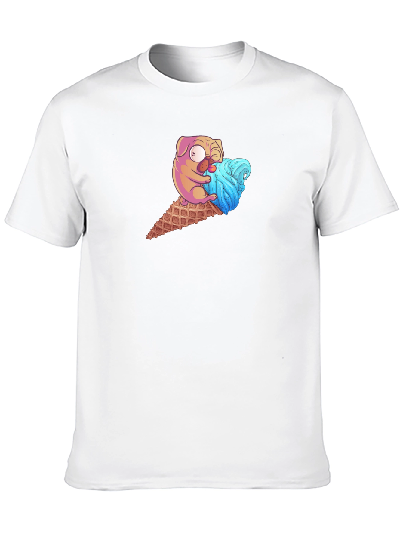 Pug Ice Cream Cone Graphic Tee - Black T-Shirt