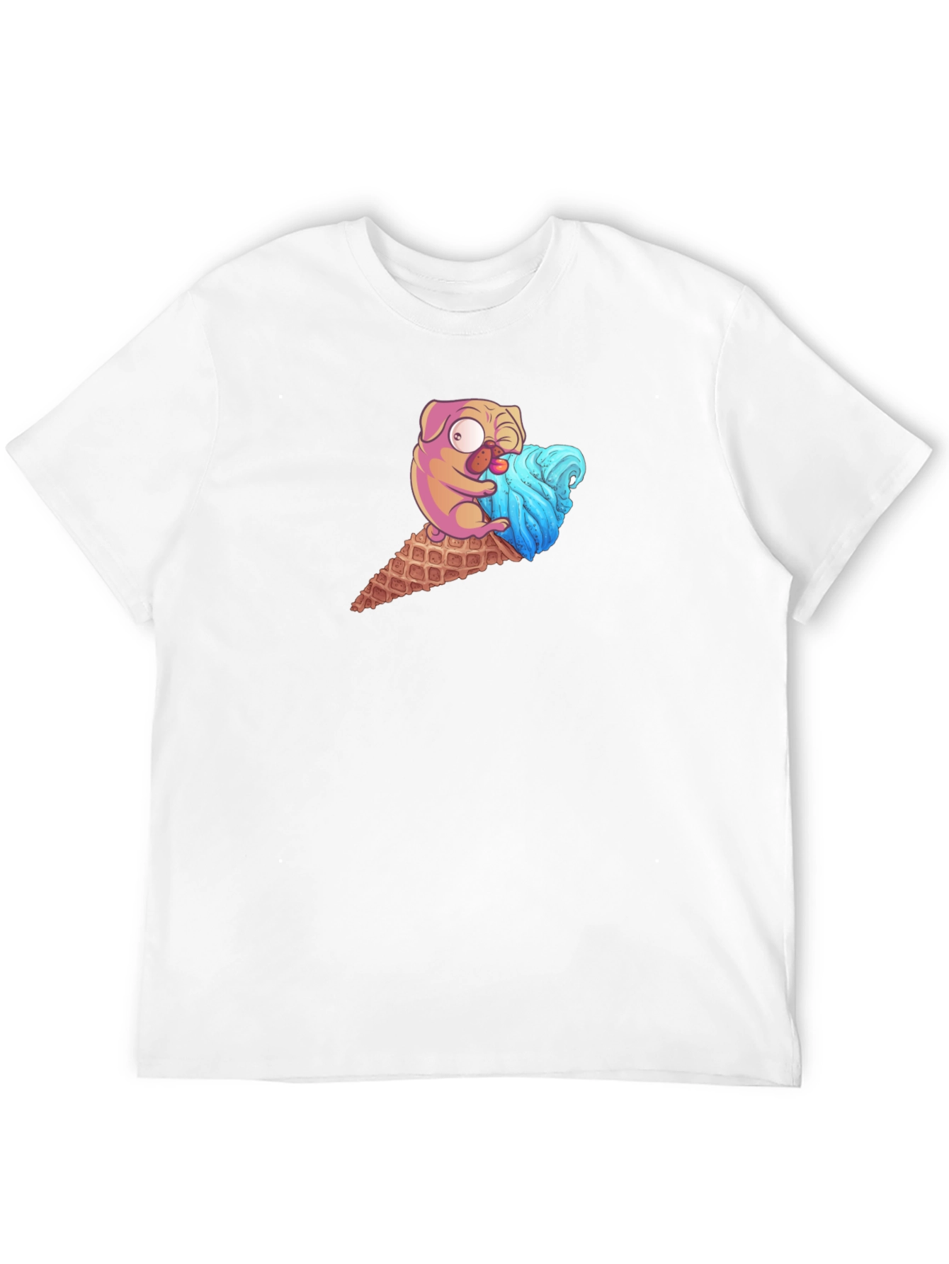 Pug Ice Cream Cone Graphic Tee - Black T-Shirt