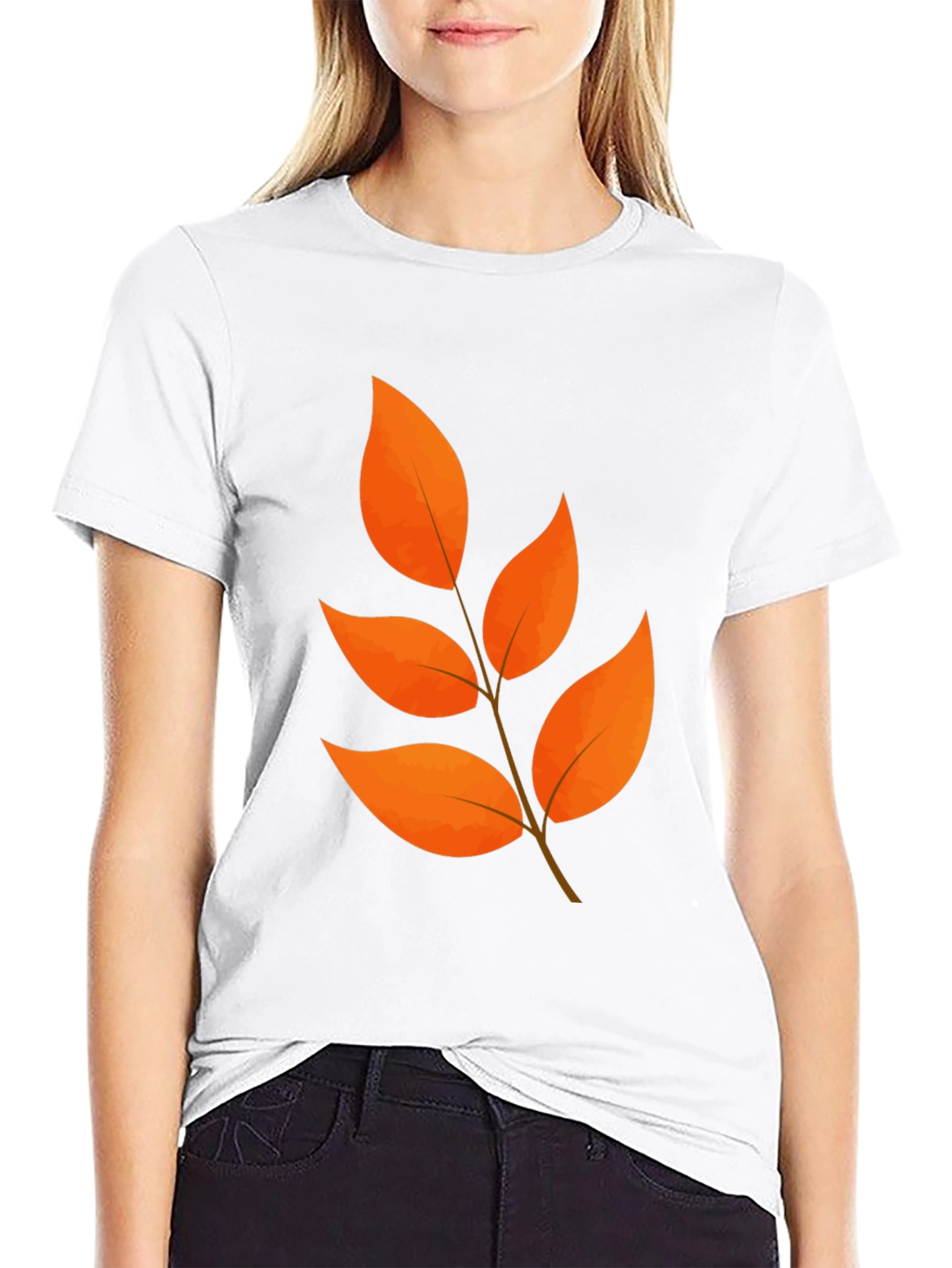 Fall Leaves Graphic Black T-Shirt