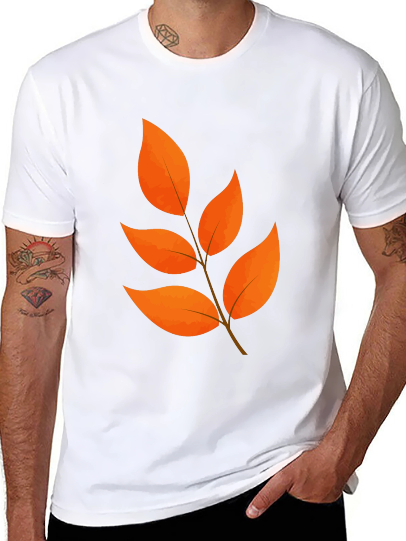 Fall Leaves Graphic Black T-Shirt