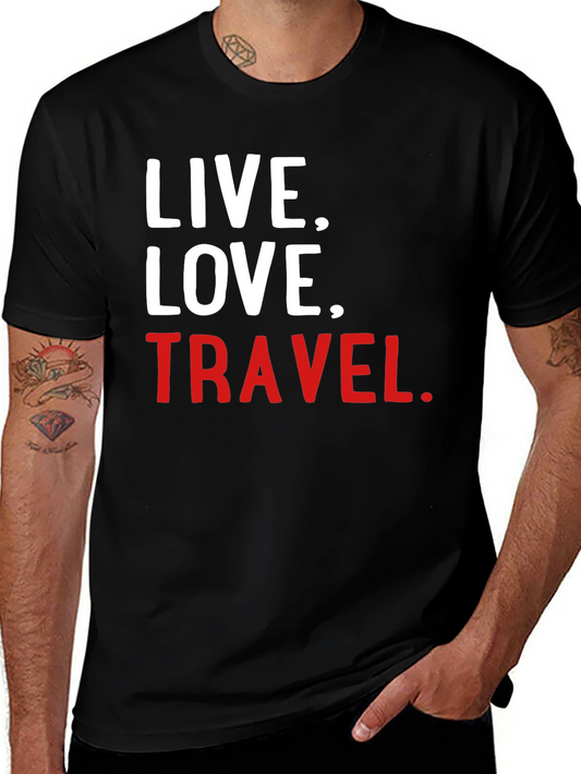 Live Love Travel Graphic Tee - Soft Black T-Shirt