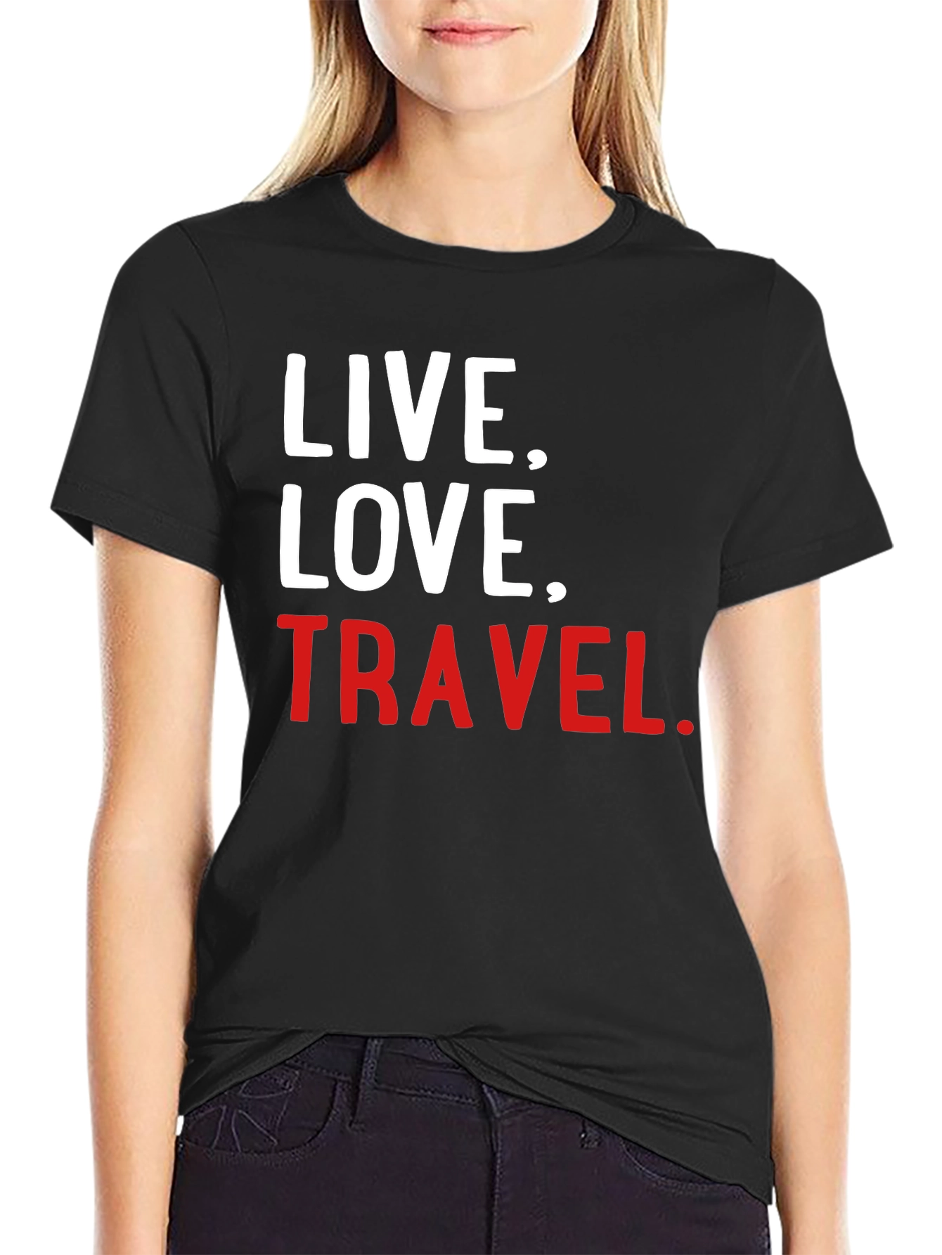 Live Love Travel Graphic Tee - Soft Black T-Shirt