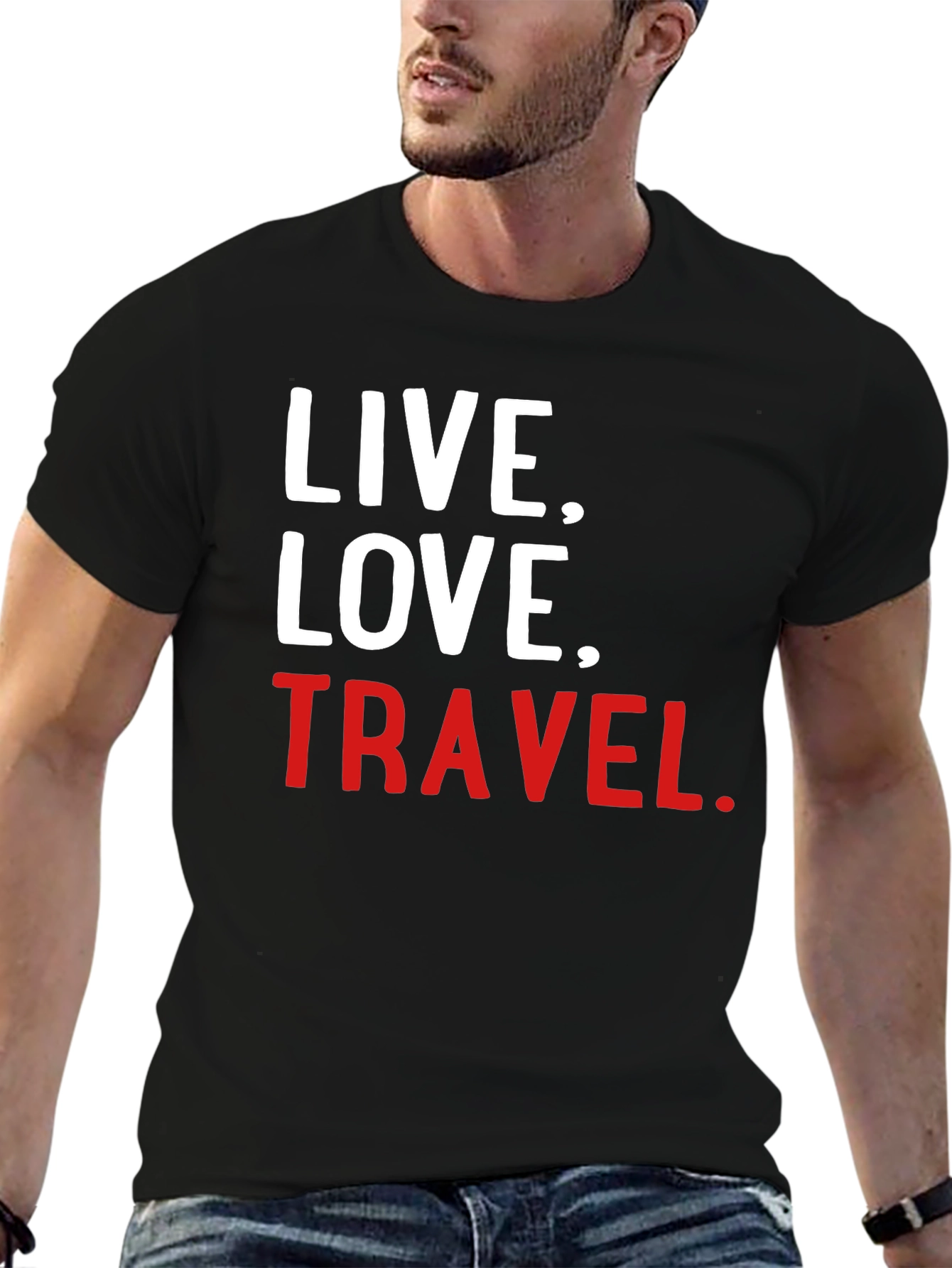 Live Love Travel Graphic Tee - Soft Black T-Shirt