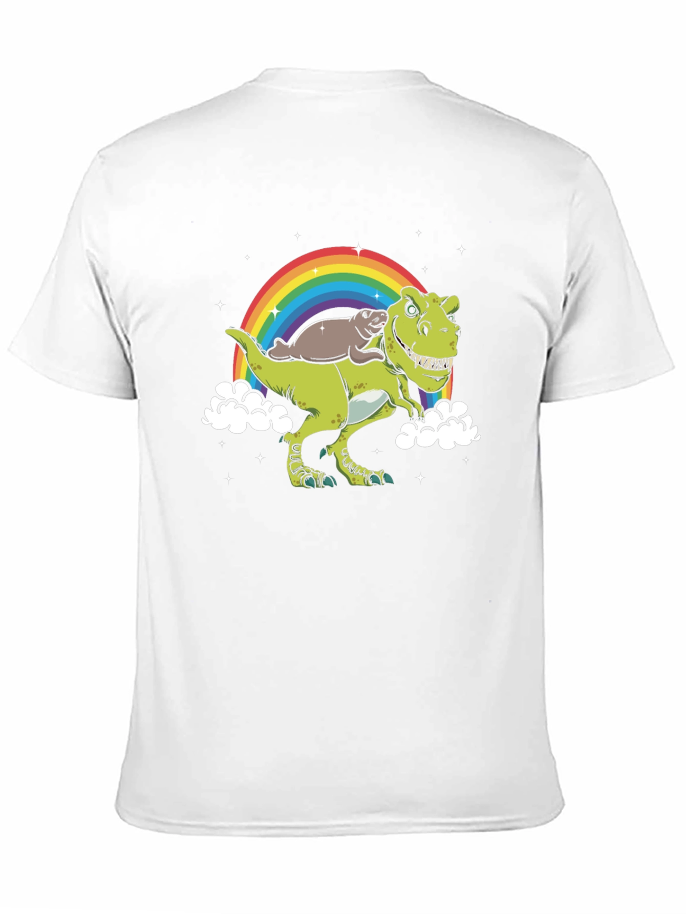 Dinosaur Otter Rainbow Black T-Shirt