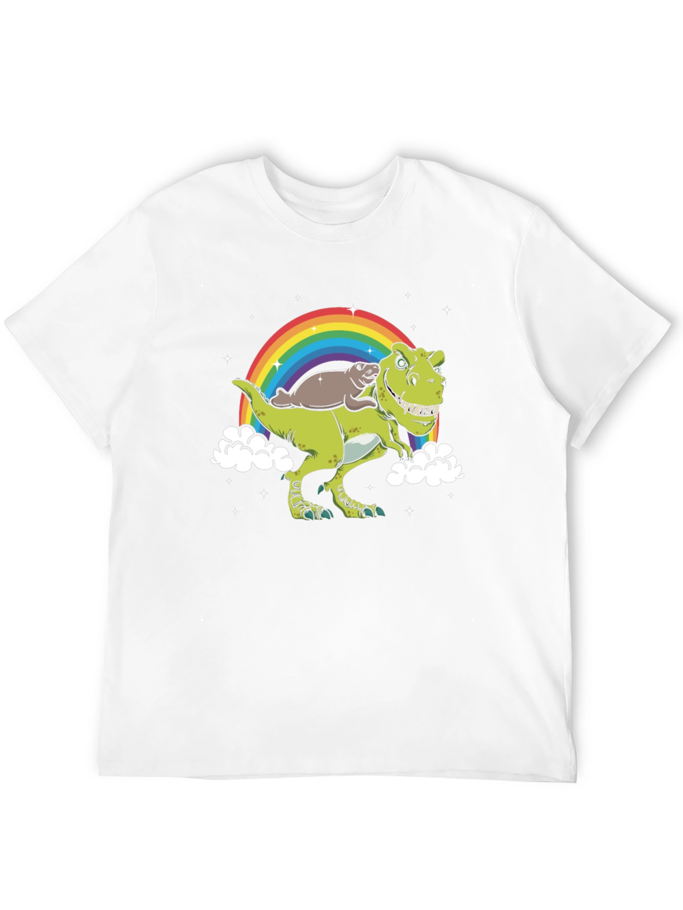 Dinosaur Otter Rainbow Black T-Shirt