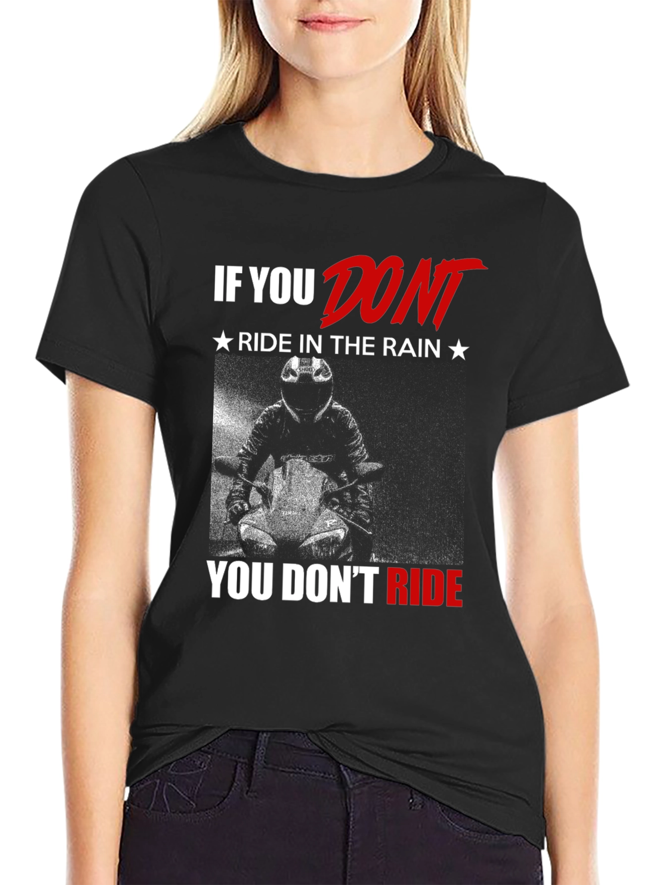 Motorcycle Ride in the Rain Graphic T-Shirt