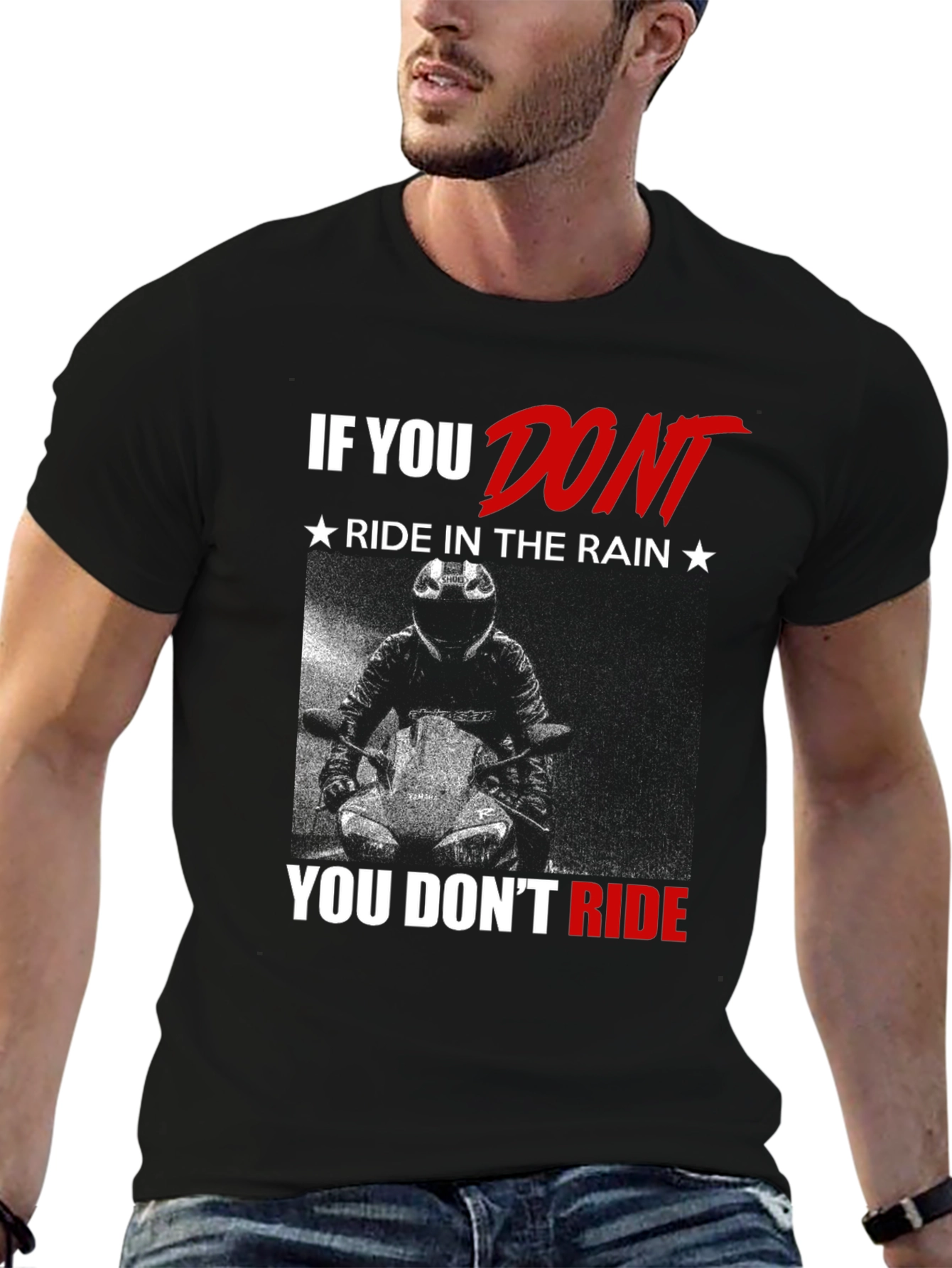 Motorcycle Ride in the Rain Graphic T-Shirt