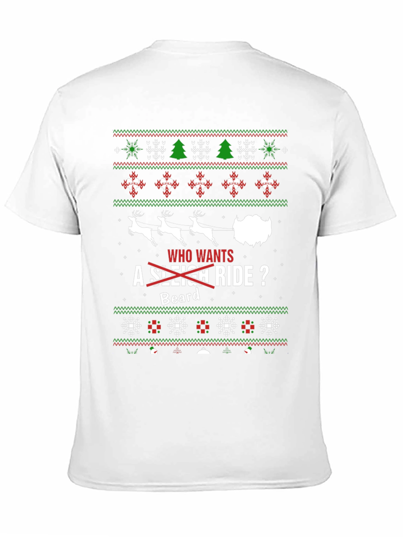 Funny Christmas Beard Sleigh Ride T-Shirt