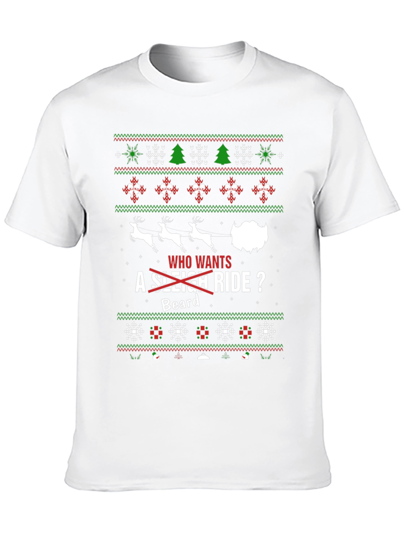 Funny Christmas Beard Sleigh Ride T-Shirt