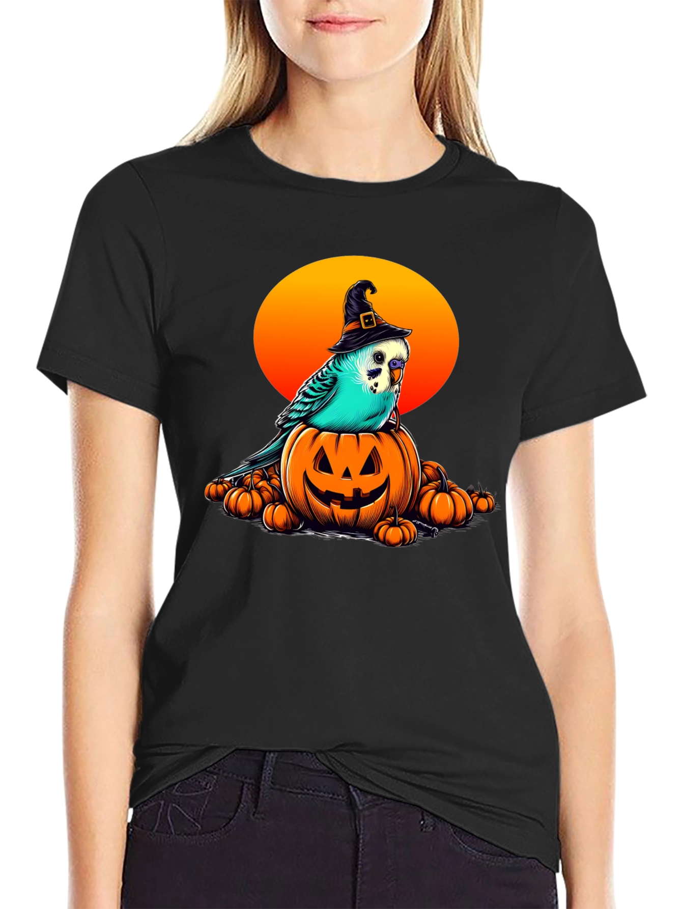 Halloween Budgie Witch T-Shirt