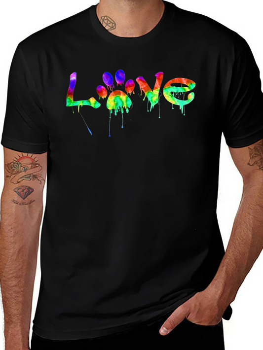 Colorful Paw Print Love Graphic T-Shirt