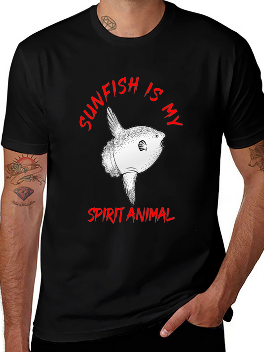 Sunfish Spirit Animal Graphic Tee - Black Cotton T-Shirt