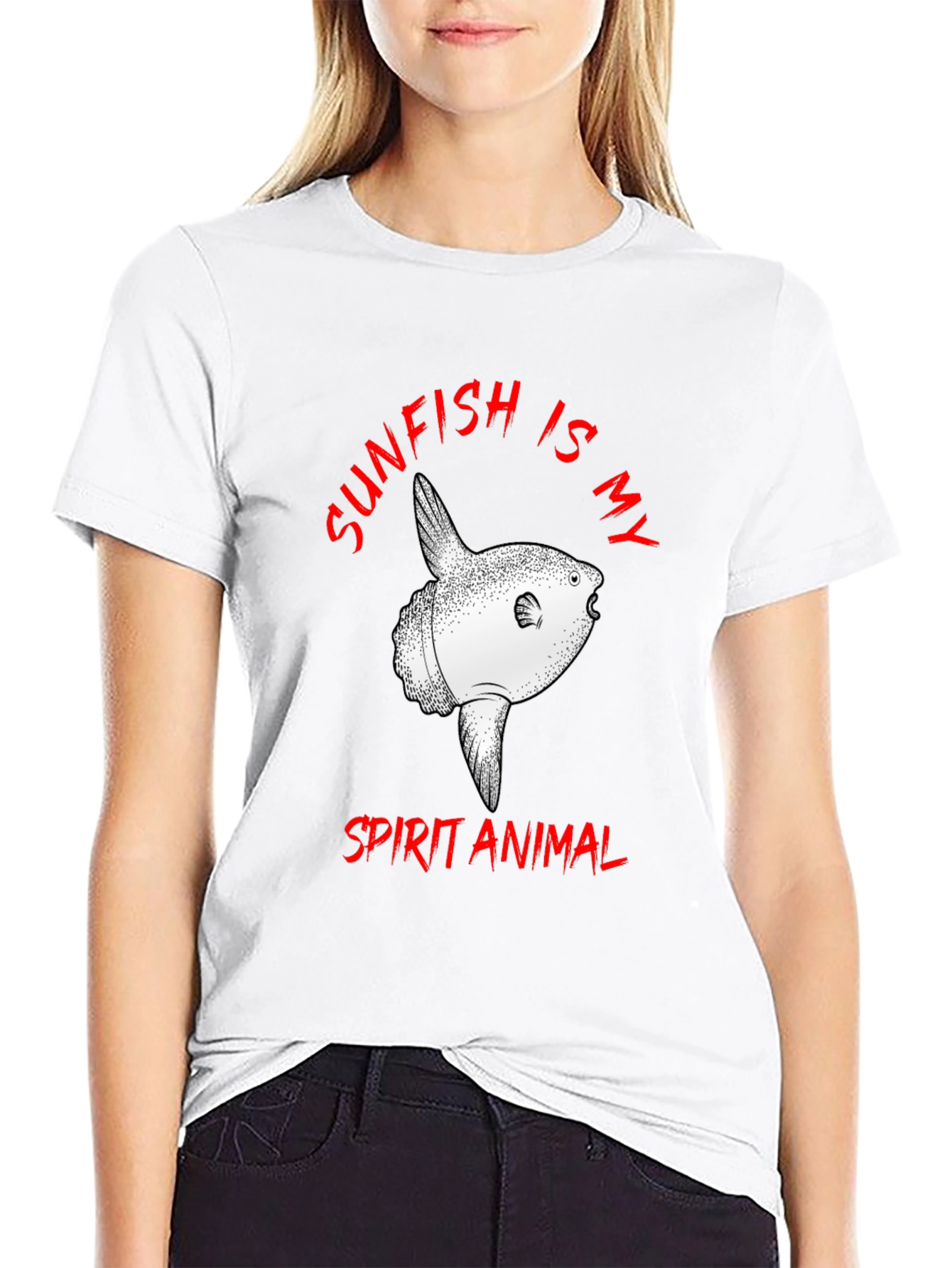 Sunfish Spirit Animal Graphic Tee - Black Cotton T-Shirt