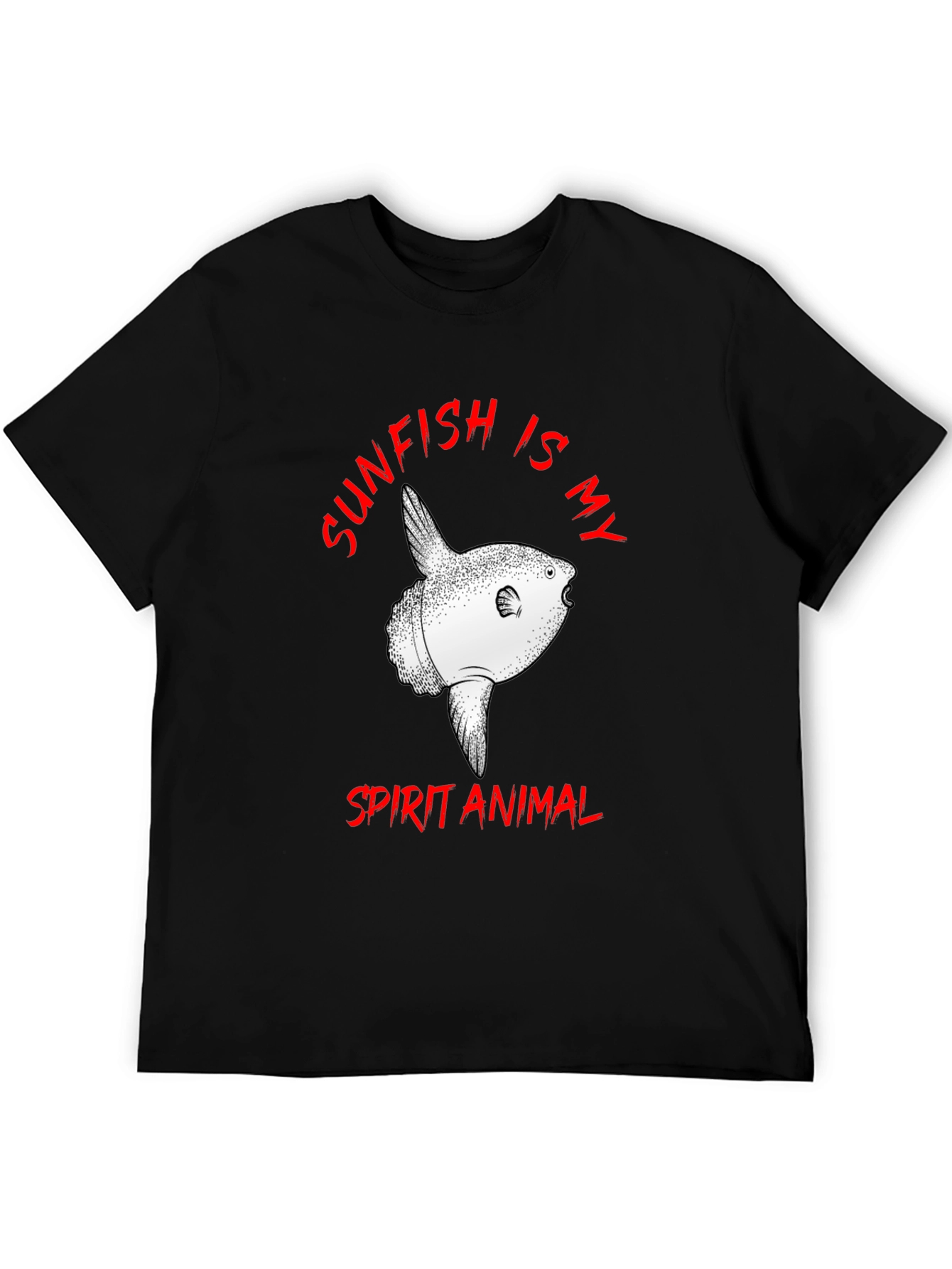 Sunfish Spirit Animal Graphic Tee - Black Cotton T-Shirt