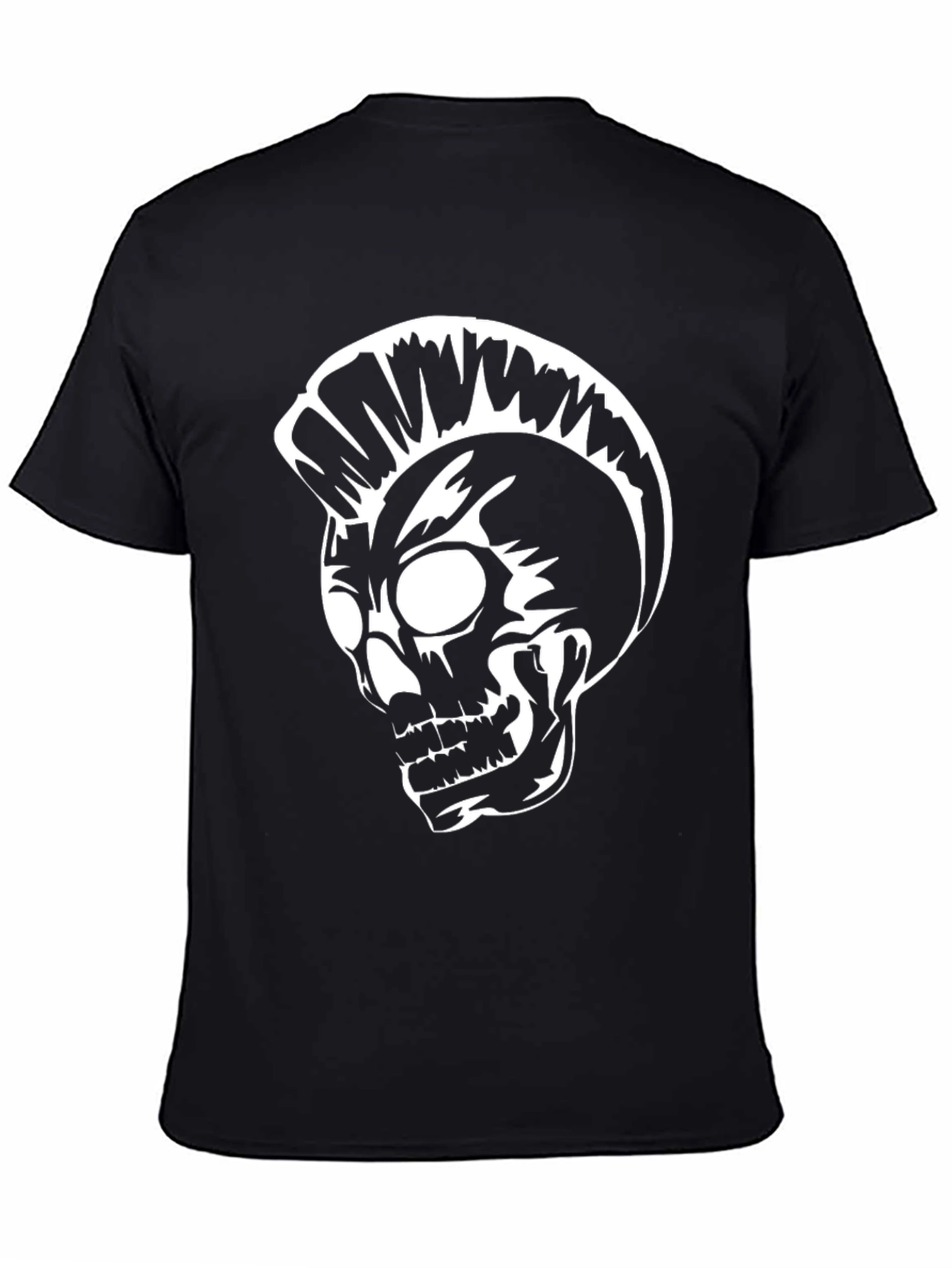 Punk Skull Graphic Tee - Black Cotton T-Shirt