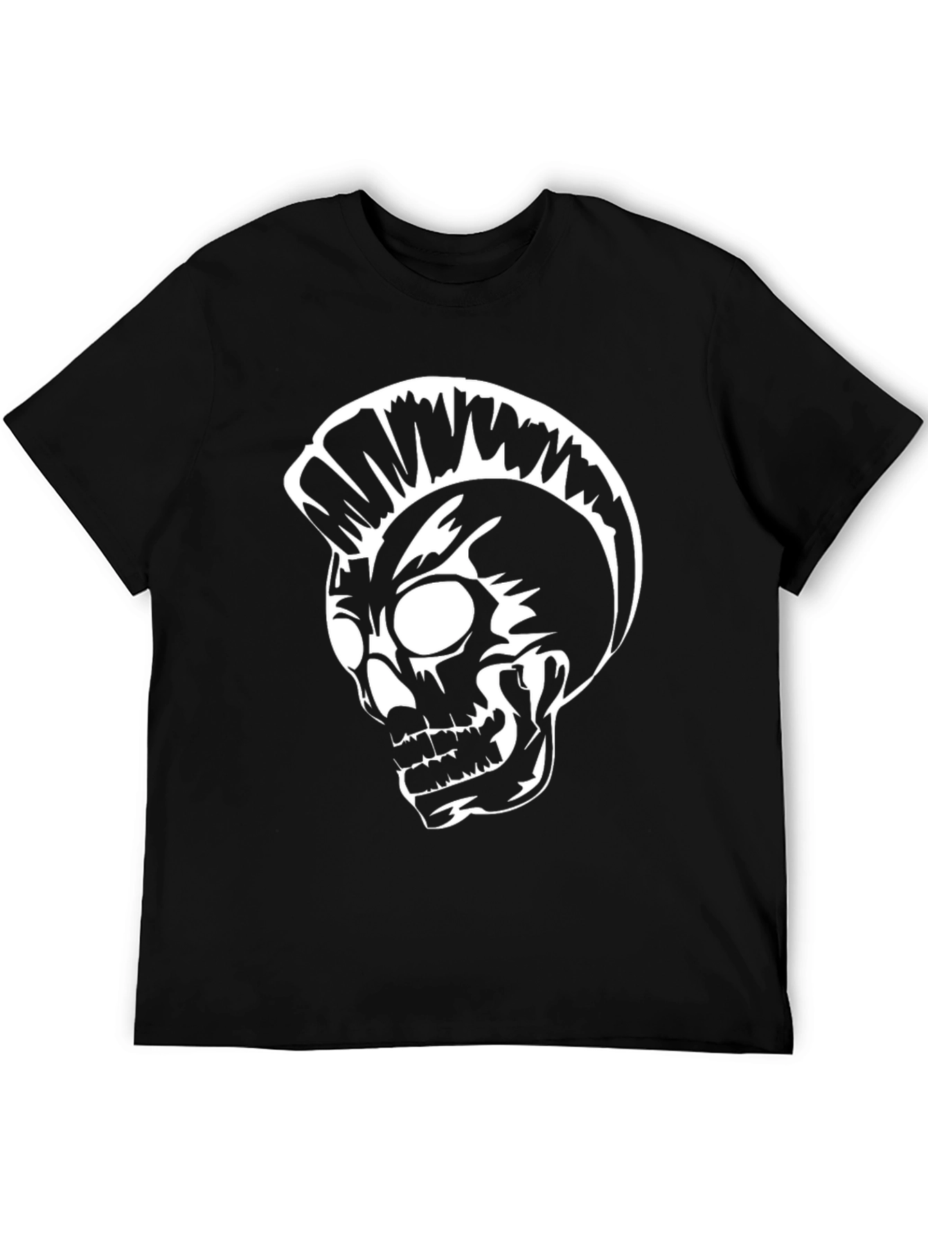 Punk Skull Graphic Tee - Black Cotton T-Shirt