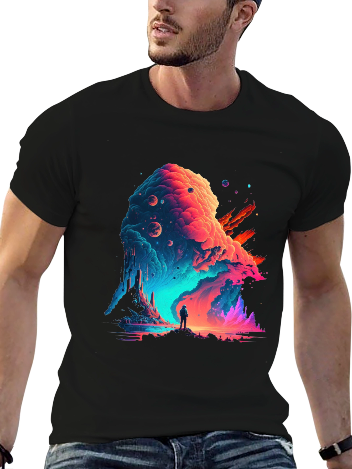 Cosmic Wanderer Graphic Tee - Stylish Space Adventure Shirt