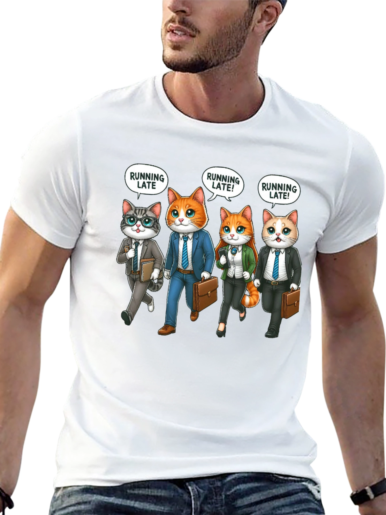 Running Late Business Cats T-Shirt