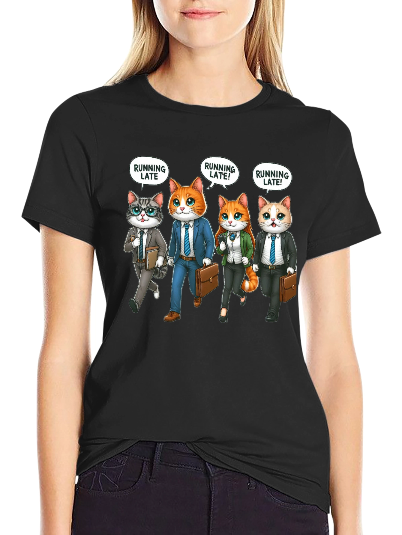 Running Late Business Cats T-Shirt