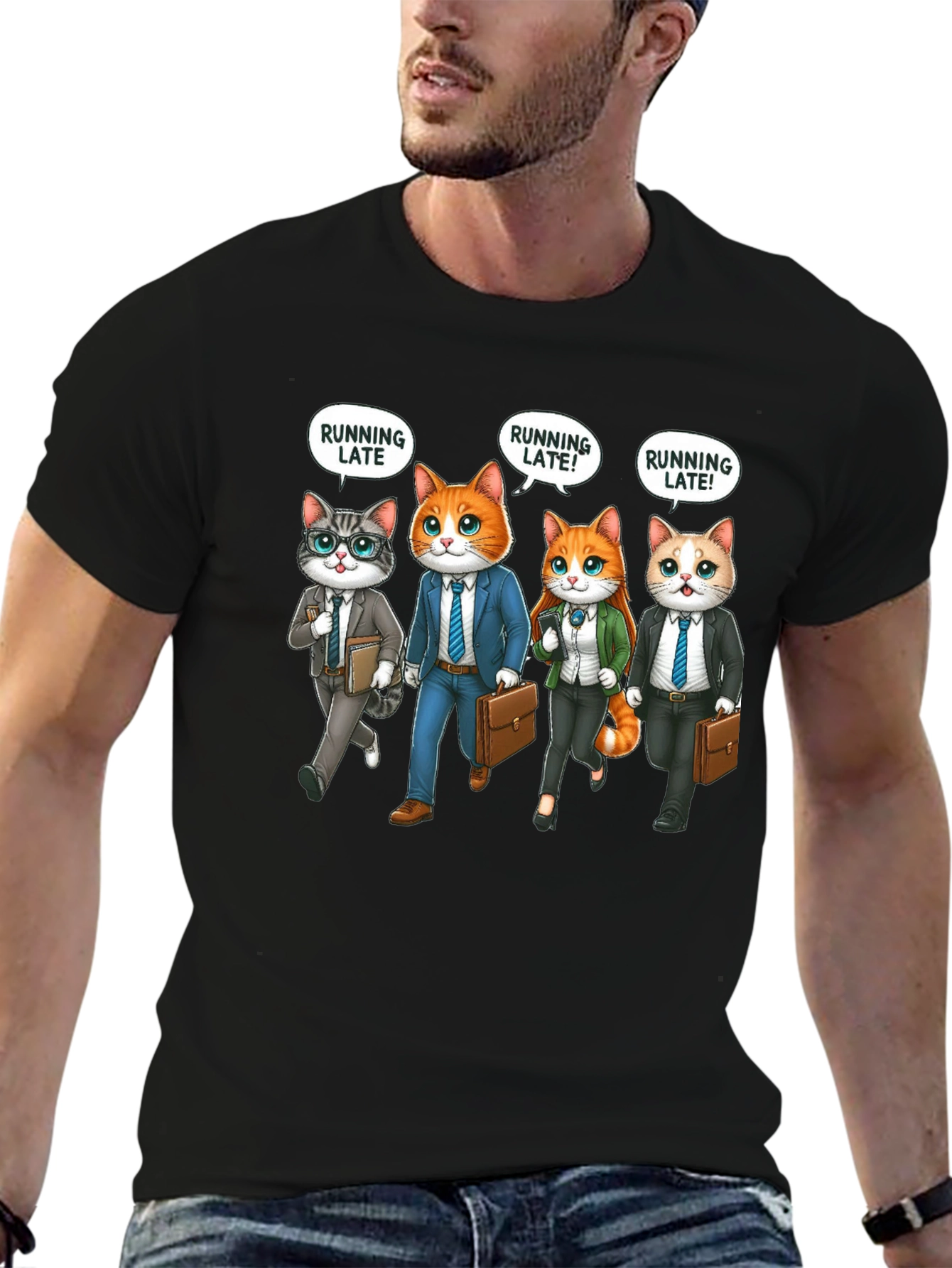 Running Late Business Cats T-Shirt