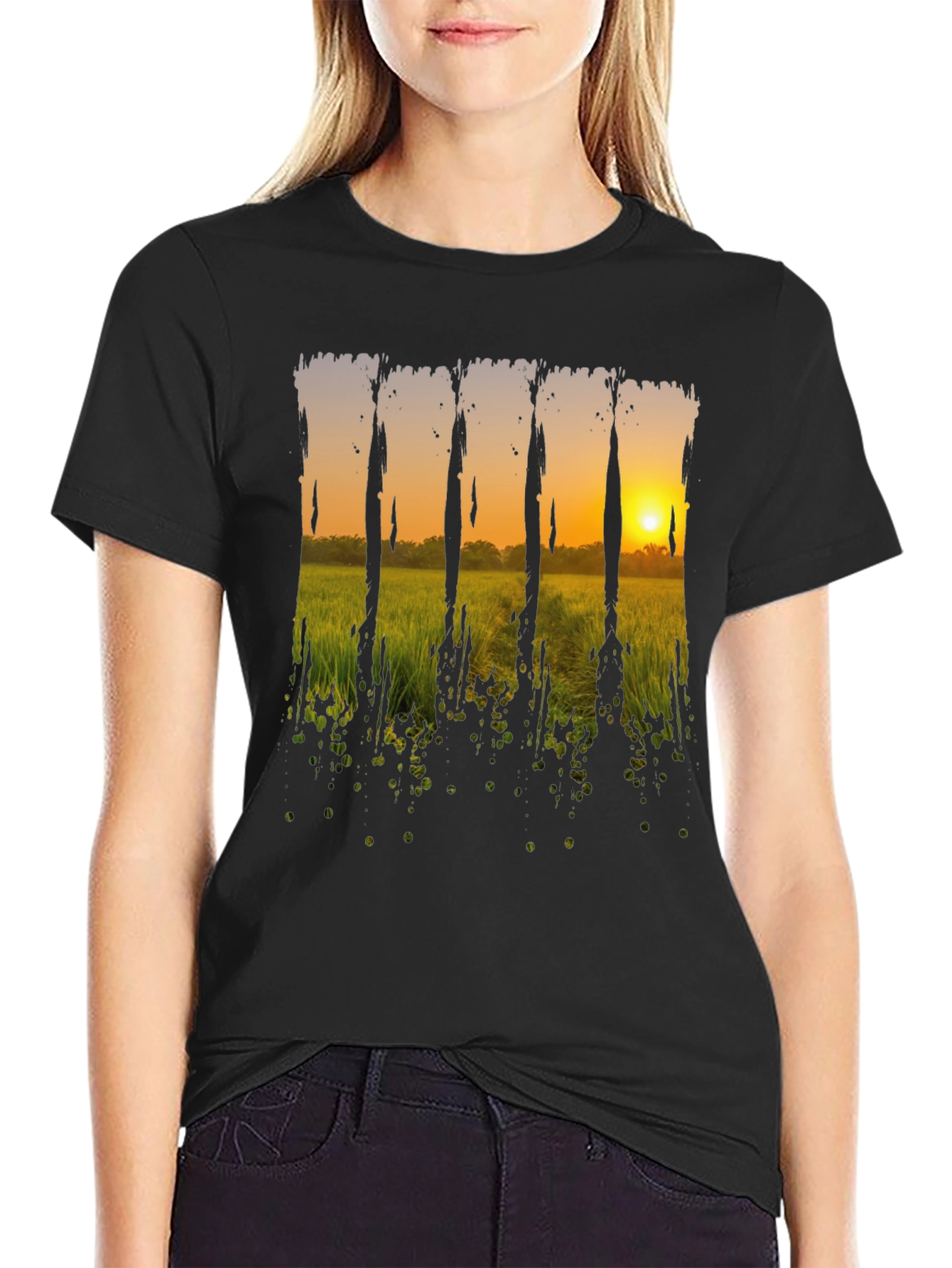 Sunset Field Graphic Tee - Black