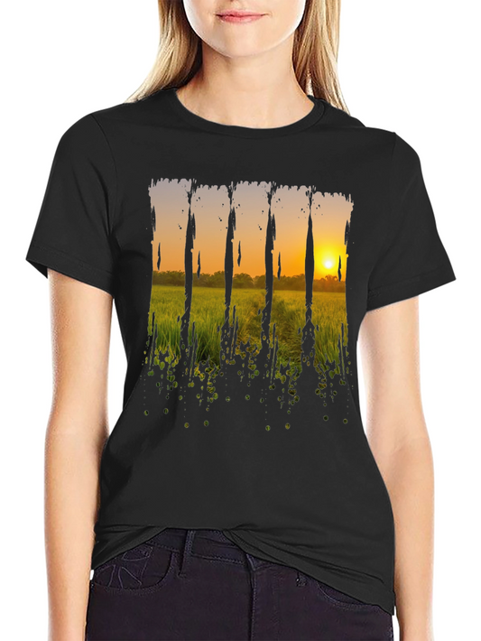 Sunset Field Graphic Tee - Black