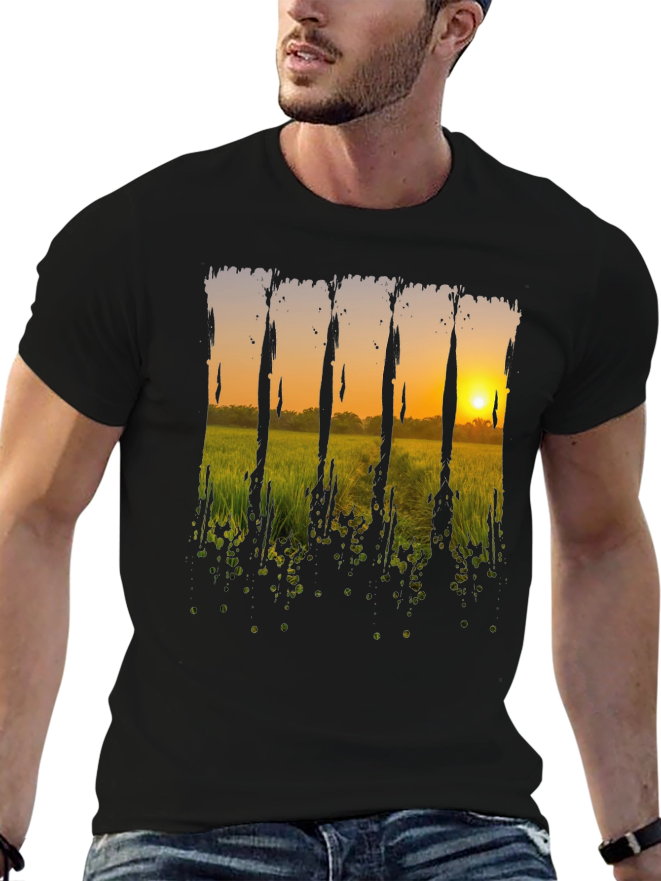 Sunset Field Graphic Tee - Black