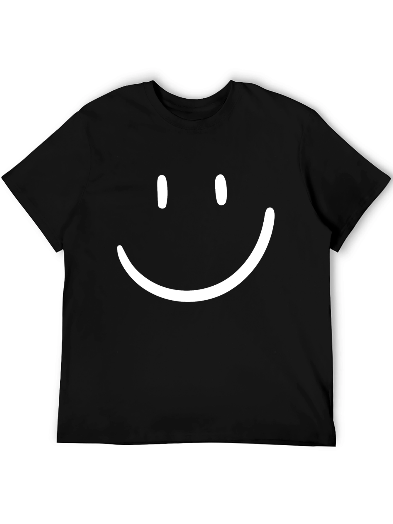 Smiley Face Graphic Tee - Casual Black T-Shirt