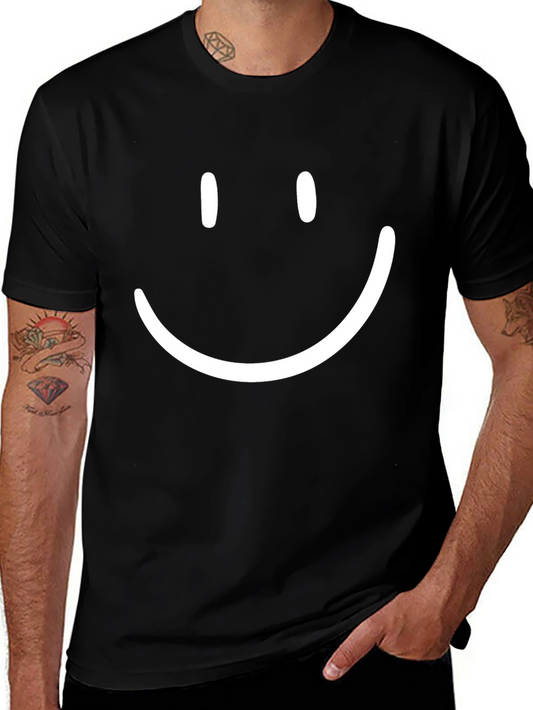 Smiley Face Graphic Tee - Casual Black T-Shirt