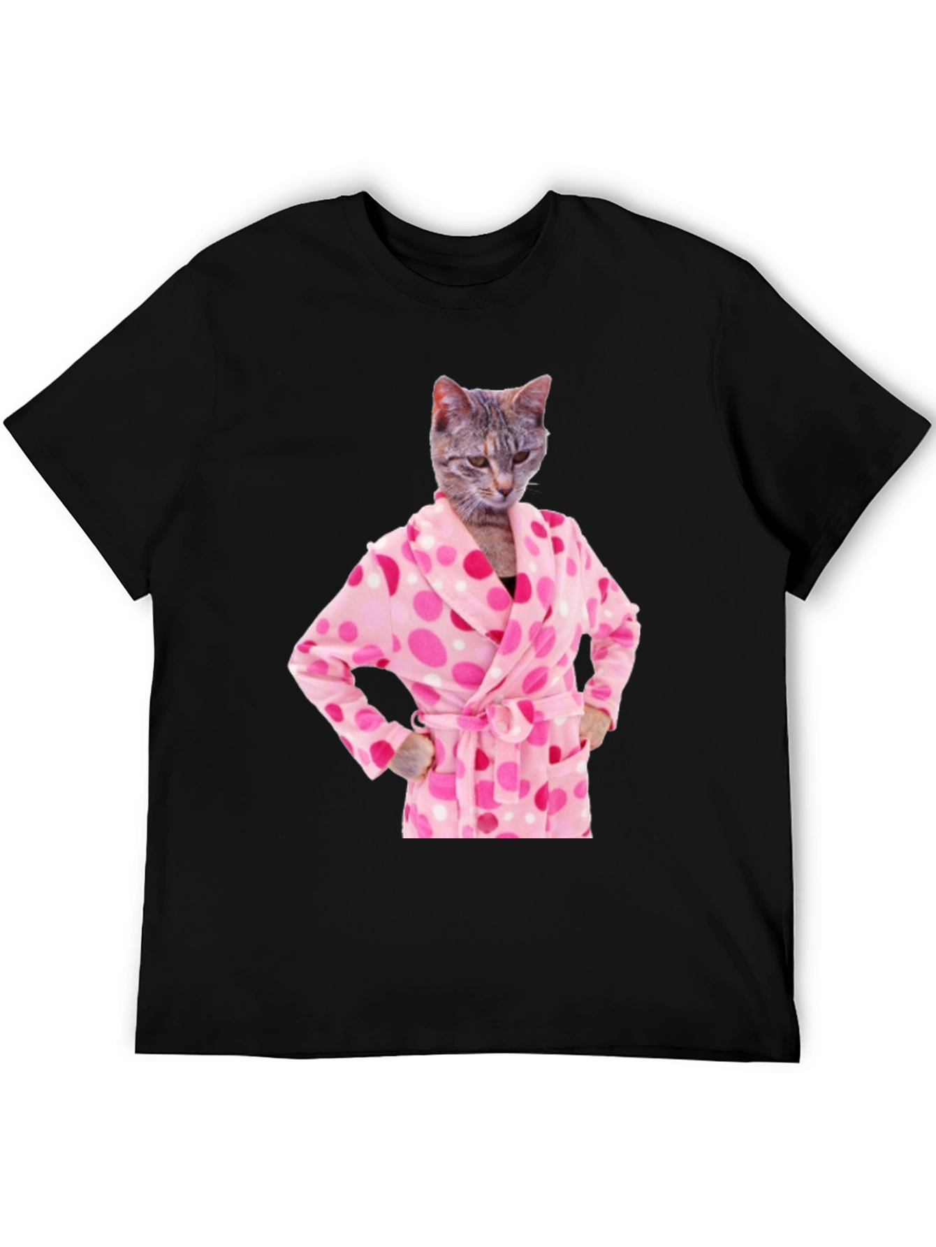 Cat in Robe Funny Graphic T-Shirt