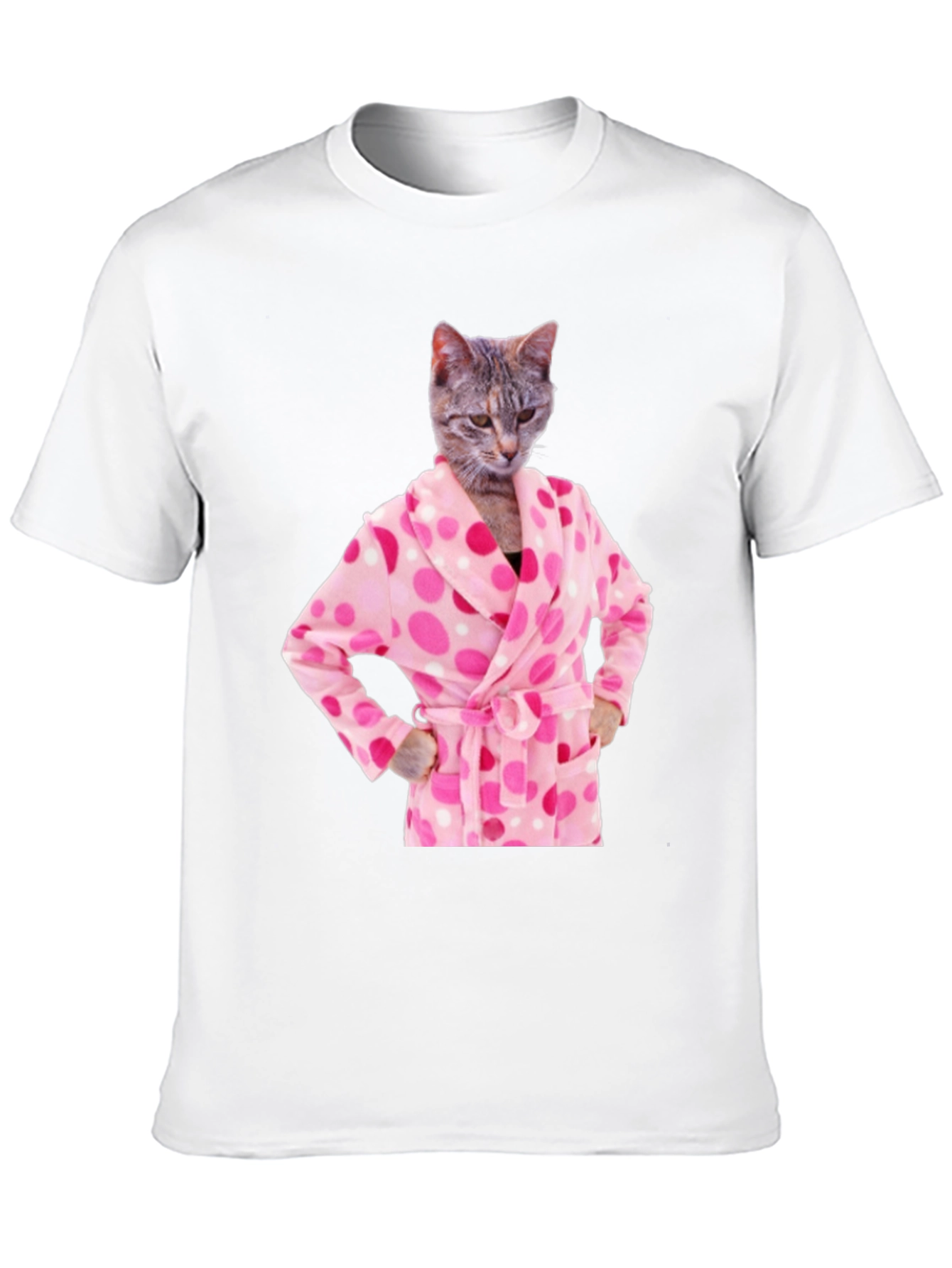 Cat in Robe Funny Graphic T-Shirt