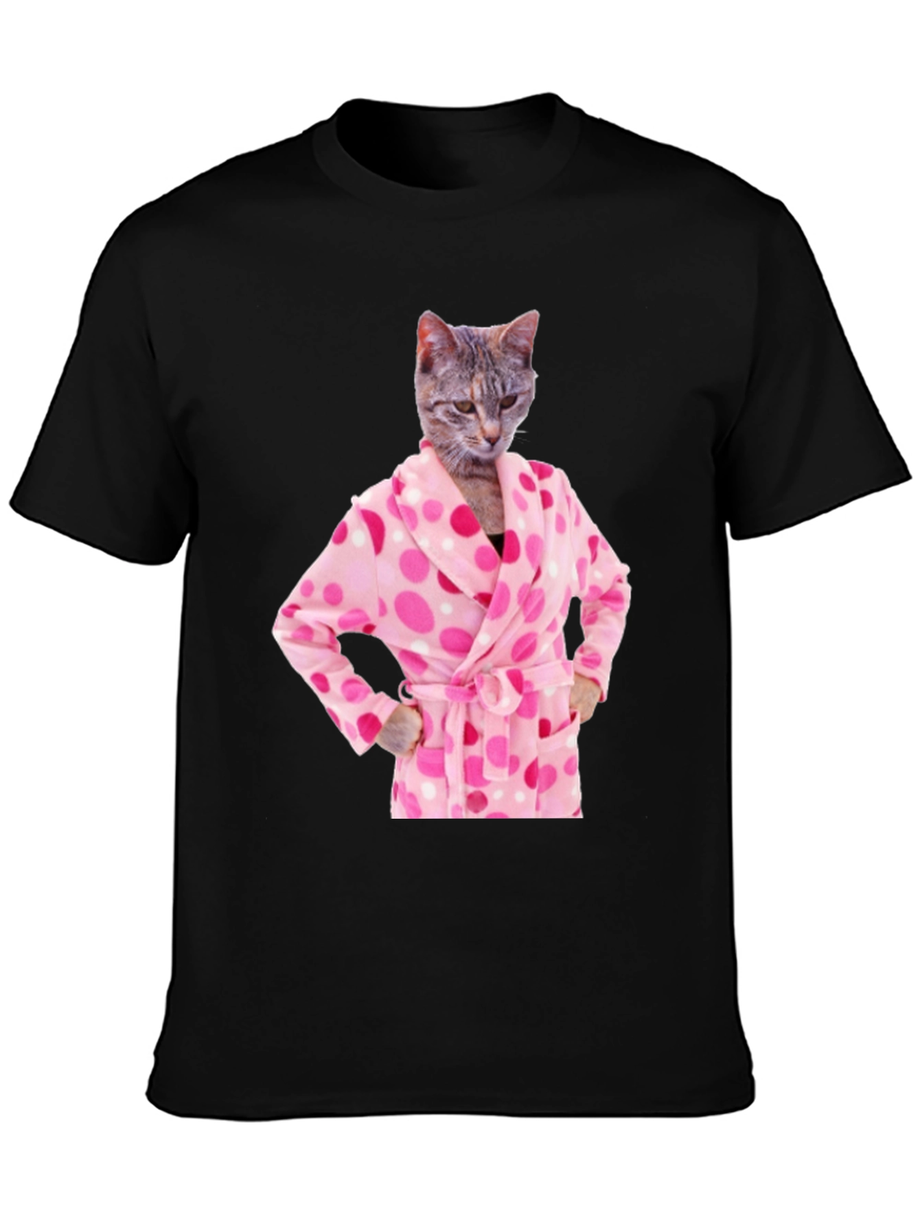 Cat in Robe Funny Graphic T-Shirt