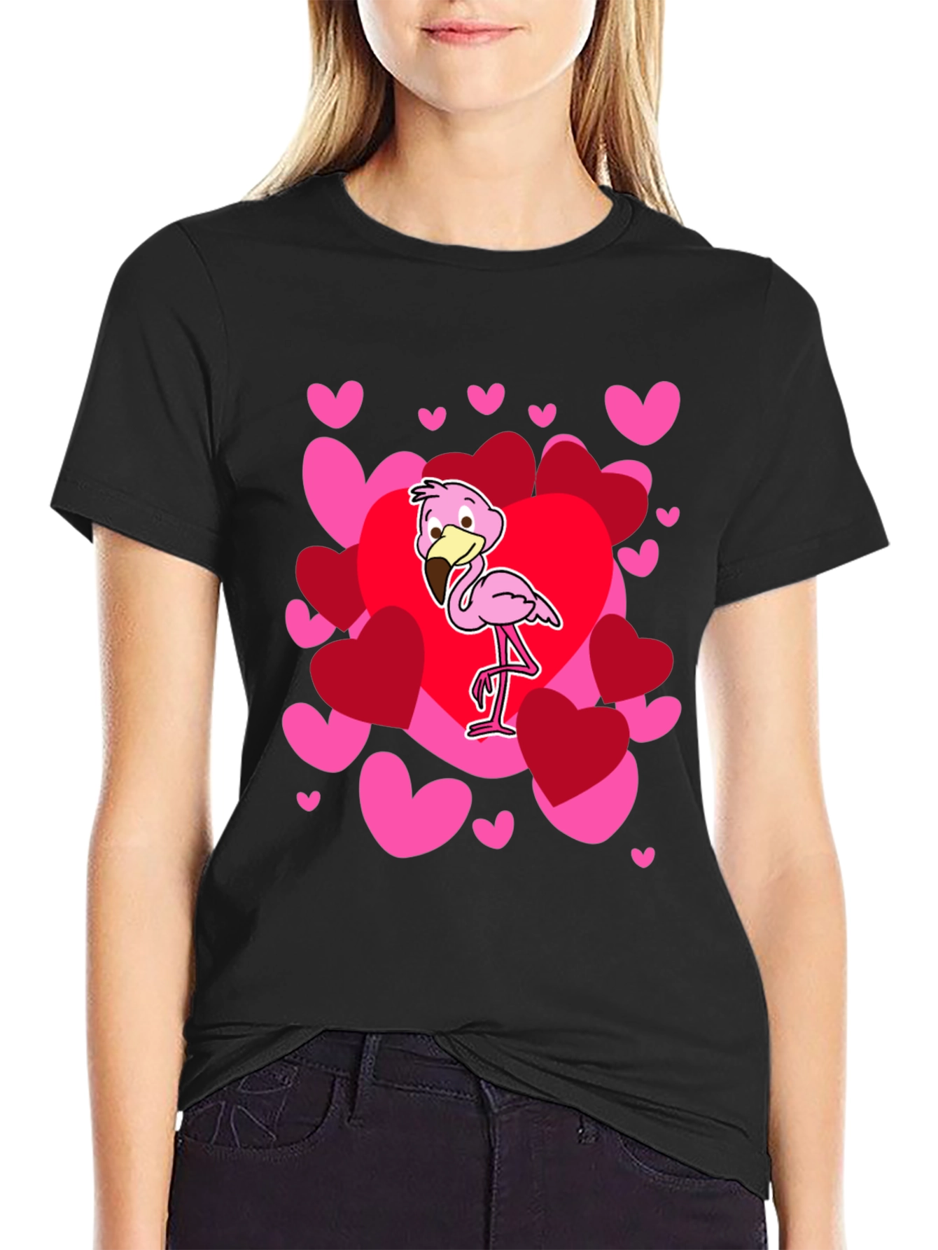 Valentines Flamingo Heart T-Shirt