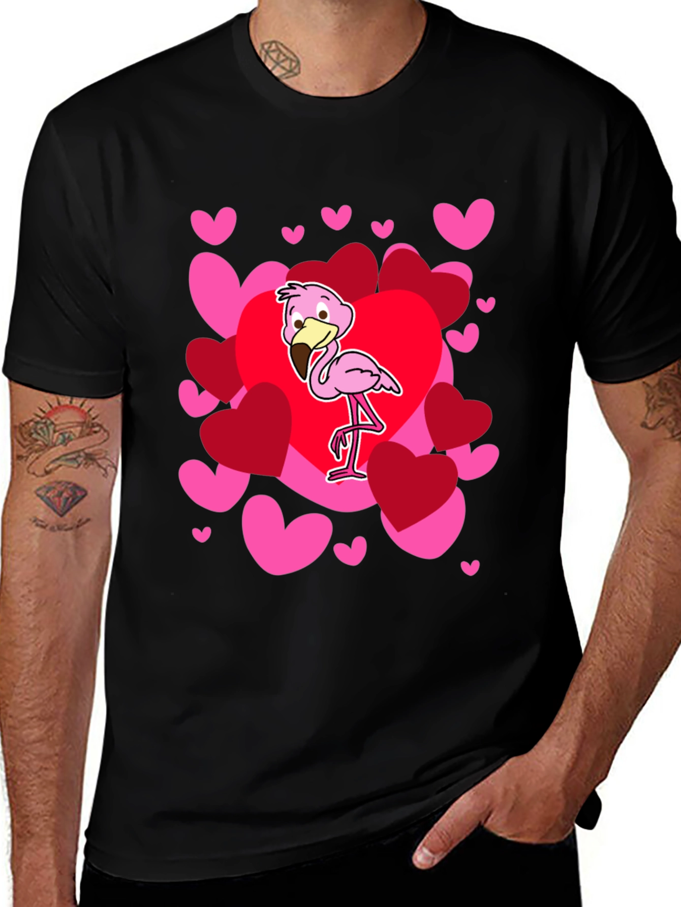 Valentines Flamingo Heart T-Shirt