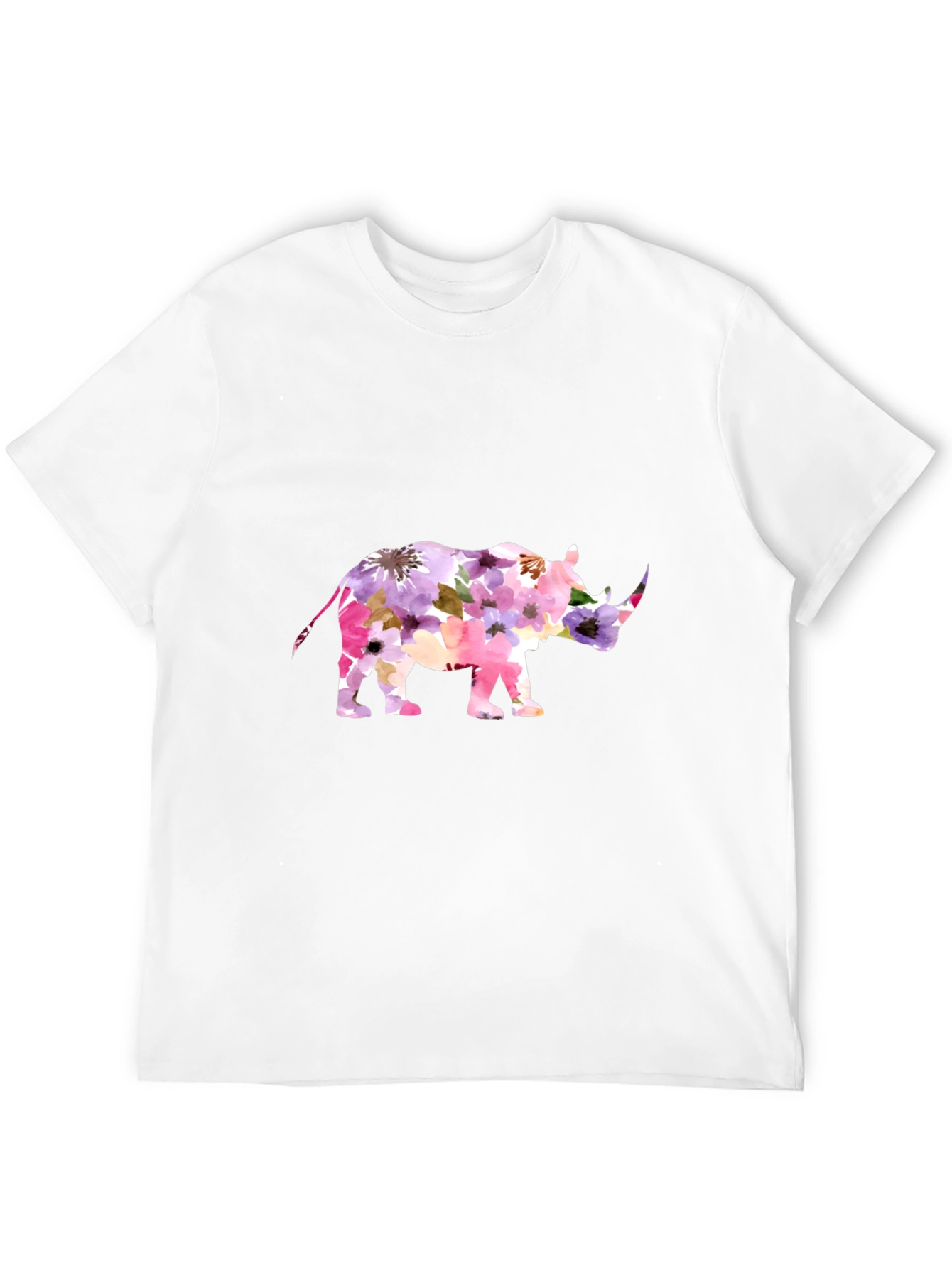 Floral Rhino Graphic Tee - Mens Black T-Shirt