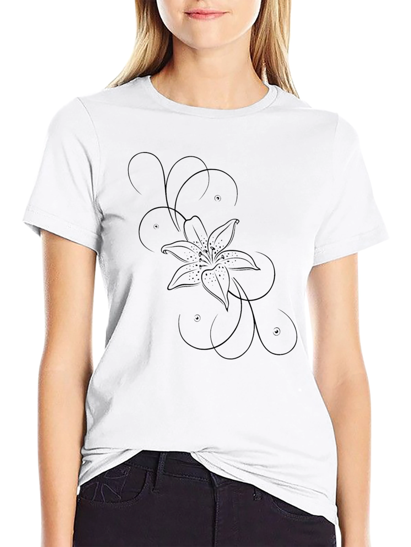 Black Lily Graphic Tee - Casual Comfort