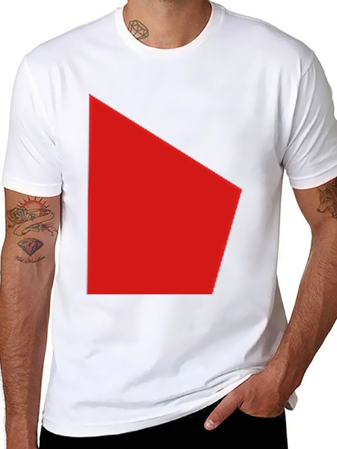 Modern Red Graphic Black T-Shirt