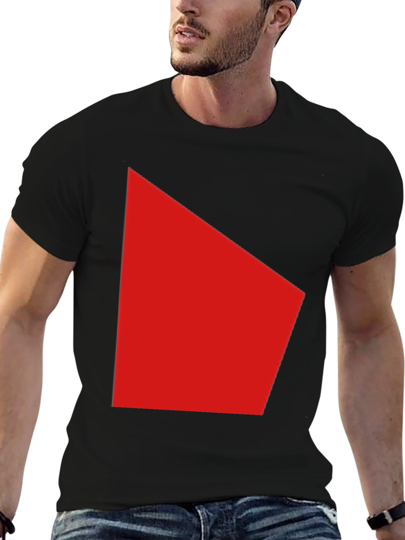 Modern Red Graphic Black T-Shirt