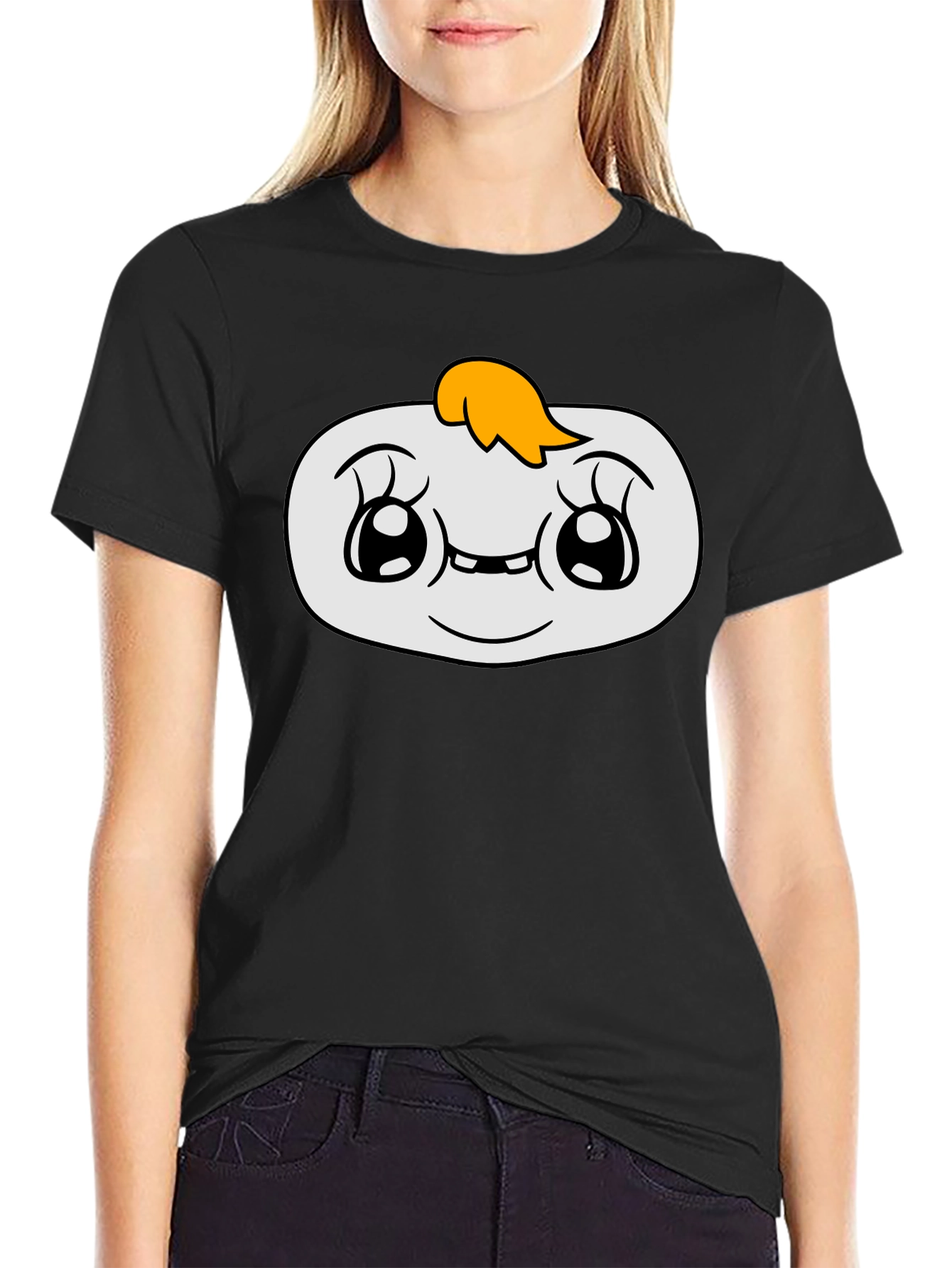 Cute Cartoon Character Graphic Black T-Shirt