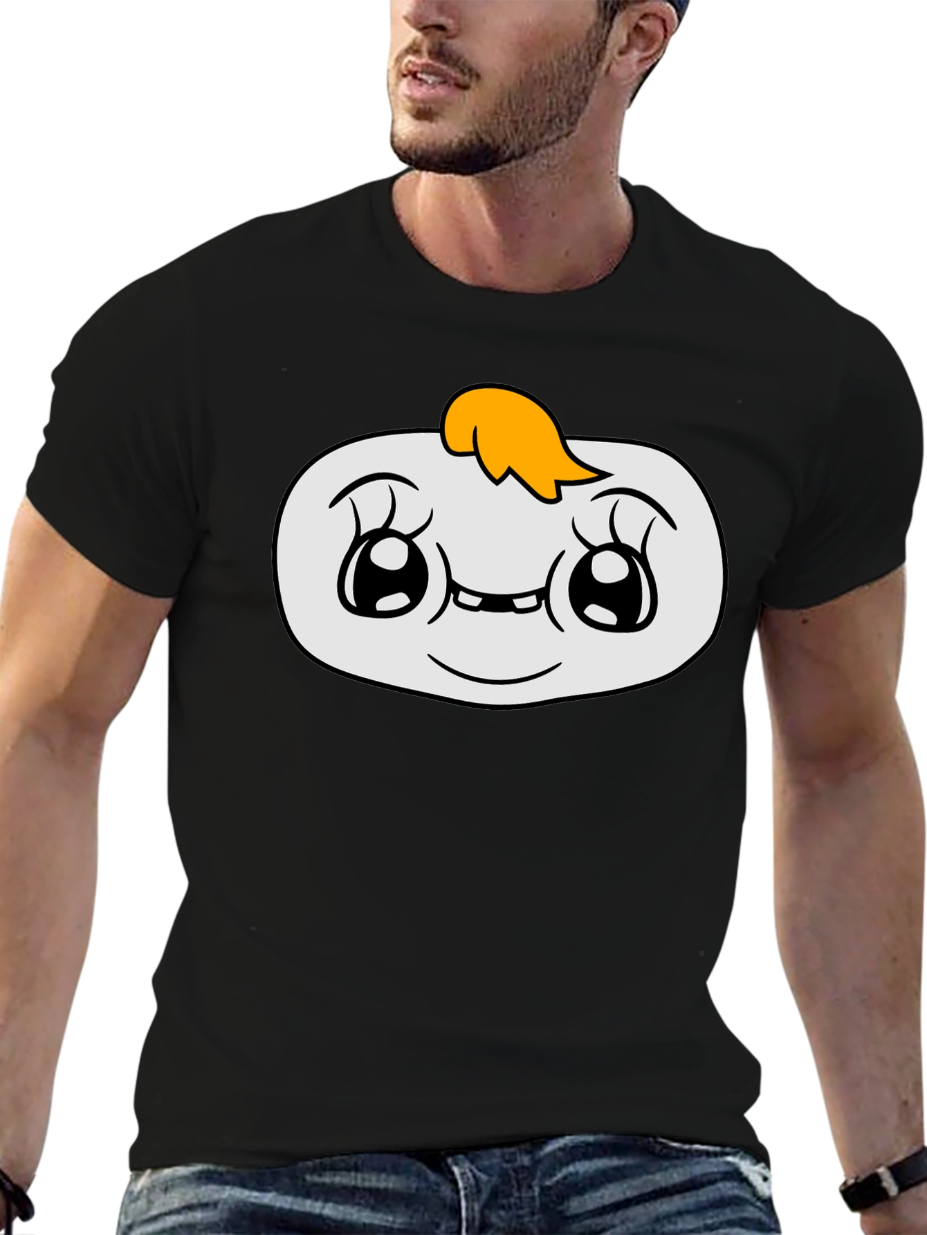 Cute Cartoon Character Graphic Black T-Shirt